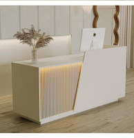 Meubles de bureau modernes en MDF + LED, comptoir de réception noir pour salon de beauté, hôtels, gymnases ou magasins de vêtements