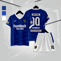 Ensembles de maillots de football imprimés par transfert thermique, nom d'équipe personnalisé, respirant, séchage rapide, uniforme de football unisexe à manches courtes