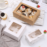 Cajas Rectangulares Transparentes con Ventana para Pasteles, Muffins y Repostería, de Cartón Kraft Corrugado Color Marfil, Impresión a Cuatro Colores