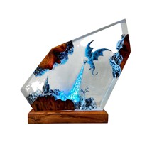 Lampe Dragon de Glace en Résine Époxy, Statue Artistique Dragon, Cadeau d'Halloween, Artisanat Créatif Européen et Américain en Résine