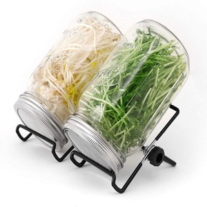 Kit de germination pour bocaux Mason avec couvercle en maille d'acier inoxydable et support, germeur en verre à large ouverture de 32 oz pour usage domestique et commercial - Product Image 2