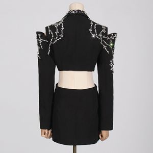<span class=keywords><strong>Lentejuelas</strong></span> Personalizadas Taladro Negro Alta Calidad Blazer Mujer - Product Image 3