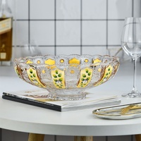 Goudkleurig ingelegd, gegraveerd, licht luxe kristallen glas, onregelmatig gevormd fruitschaal voor thuis, woonkamer, creatief design
