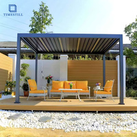Pergola motorisée en aluminium pour extérieur avec toiture à lames orientables imperméables pour piscine, design écologique et anticorrosion