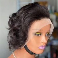 Pas cher Vente en gros 13x4 Pixie Cut Lace Frontal Perruque Dentelle Transparente Coupe Courte Perruques de Cheveux Humains 13*4 Pixie Cut Curly Bob Perruque