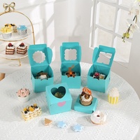 Boîte cadeau pour cupcakes de Noël à 4 trous avec fenêtre transparente pour mousse et desserts, boîtes à cupcakes de Noël