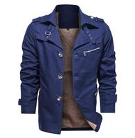 Nouvelle veste d'affaires pour hommes automne col rabattu mi-long coton coupe-vent pardessus hommes vestes décontractées