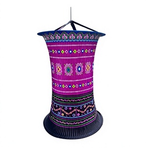 Eco Friendly Handmade Brocade Lantern Vietnamese Artisan Fabric Hanging Decoration Sustainable Home Interior Decorative <b>Lighting</b> - Product Image 1