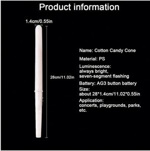 กรวยขนมสายไหม LED สีสันสดใส เรืองแสง นุ่ม ใช้แล้วทิ้ง วัสดุ PS เกรดอาหาร ขนาด 28*1.4 ซม. ทนทาน สำหรับฮาโลวีน คริสต์มาส - Product Image 3