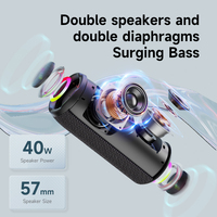 Haut-parleur karaoké sans fil 20W à succès avec amplification des basses, batterie 3600mAh de haute qualité, portable, étanche pour l'extérieur, lumière LED