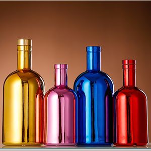 カスタムモダン電気プレート高ワインボトル酒デカンターゴールデンジュースアイスワインボトルガラスウェディングジュース用 - Product Image 3