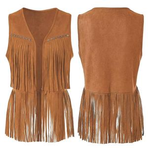 Chalecos de ante con <span class=keywords><strong>flecos</strong></span> para mujer, chaqueta occidental sin mangas con borlas, traje de vaquera, cárdigan Vintage, disfraz <span class=keywords><strong>Hippie</strong></span> de los años 60 y 70, <span class=keywords><strong>chaleco</strong></span> de vaquero - Product Image 6