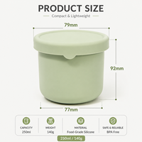 Boîte de conservation alimentaire pour enfants de 250 ml, écologique, durable, en silicone sans BPA, étanche, passe au lave-vaisselle, passe au micro-ondes, chauffable