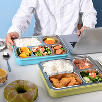 Boîte à lunch mignonne en acier inoxydable 304 sans BPA pour enfants - Contenant écologique anti-fuite à 2 compartiments