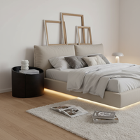 Table de chevet moderne en bois massif multicouche, faite à la main, avec 1 tiroir et placage extérieur, pour chambre à coucher et salon