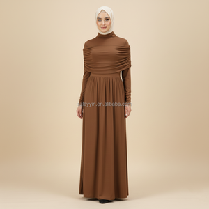 Vacanza calda lusso Abaya grigio colore semplice Abaya nuovo tradizionale islamico stile africano maniche traspiranti abito Dubai - Product Image 2