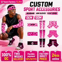 Accessoires de sport personnalisés avec ruban rose : Bandeaux et manchons de bras imprimés par sublimation pour le basketball, le football et le baseball