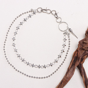 Chaîne de taille double couche cloutée pour homme Yueli en alliage de zinc, style hip-hop décontracté, avec pendentif tête d'oiseau et design à pointes - Product Image 4