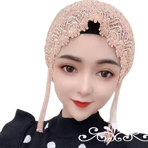 หรับผู้หญิงผ้าโพกหัวผ้าโพลีเอสเตอร์ผูกโบว์แบบปรับแต่งได้หมวกแก๊ปผ้าโพกหัวสไตล์อาหรับพิมพ์ลายระบายอากาศได้ผ้าทอสี่ชิ้น - Product Image 1