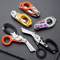 Ciseaux tactiques multifonctionnels pliables pour l'extérieur, pinces de premiers secours, outil de survie EDC 6 en 1, ciseaux d'urgence