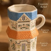 Nouvelle Arrivée Tasse en Céramique Maison de Noël Sous Glaçure avec Poignée pour Café, Lait et Usage Personnel