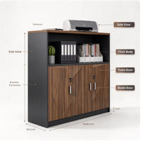Armoire de rangement de bureau moderne en bois avec portes verrouillables et étagère ouverte, support d'imprimante pour le rangement de fichiers à domicile