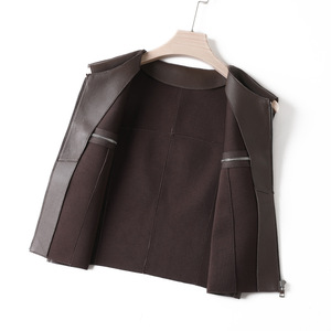 4901 Vente en gros Printemps Automne Femme Couleur unie Fermeture éclair <span class=keywords><strong>Gilet</strong></span> en <span class=keywords><strong>cuir</strong></span> <span class=keywords><strong>sans</strong></span> manches pour femmes - Product Image 3