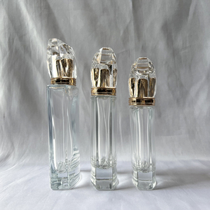 Chai nước hoa thủy tinh trống, nắp vặn, nhiều kích cỡ (30ml, 50ml, 100ml), in lụa, có thể nạp lại, cao cấp B107 Luxury Gold Crystal Cut - Product Image 2