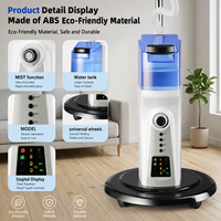 Ventilateur rechargeable AC/DC de 16 pouces avec pulvérisation d'eau, réservoir d'eau de 2,1 L, télécommande, oscillation à 3 vitesses, ventilateur solaire pour la maison