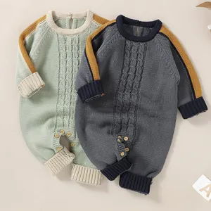 Newborn Baby Jumpsuits O Neck Infant Boys Girls Clothes Autumn Winter Cotton Baby Sweater Romper Organic Baby Onesies