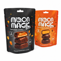 Sachet Doypack Mat Imprimé Coloré de Qualité Alimentaire pour Bouchées de Chocolat Végétalien, Bonbons et Snacks au Beurre de Cacahuète
