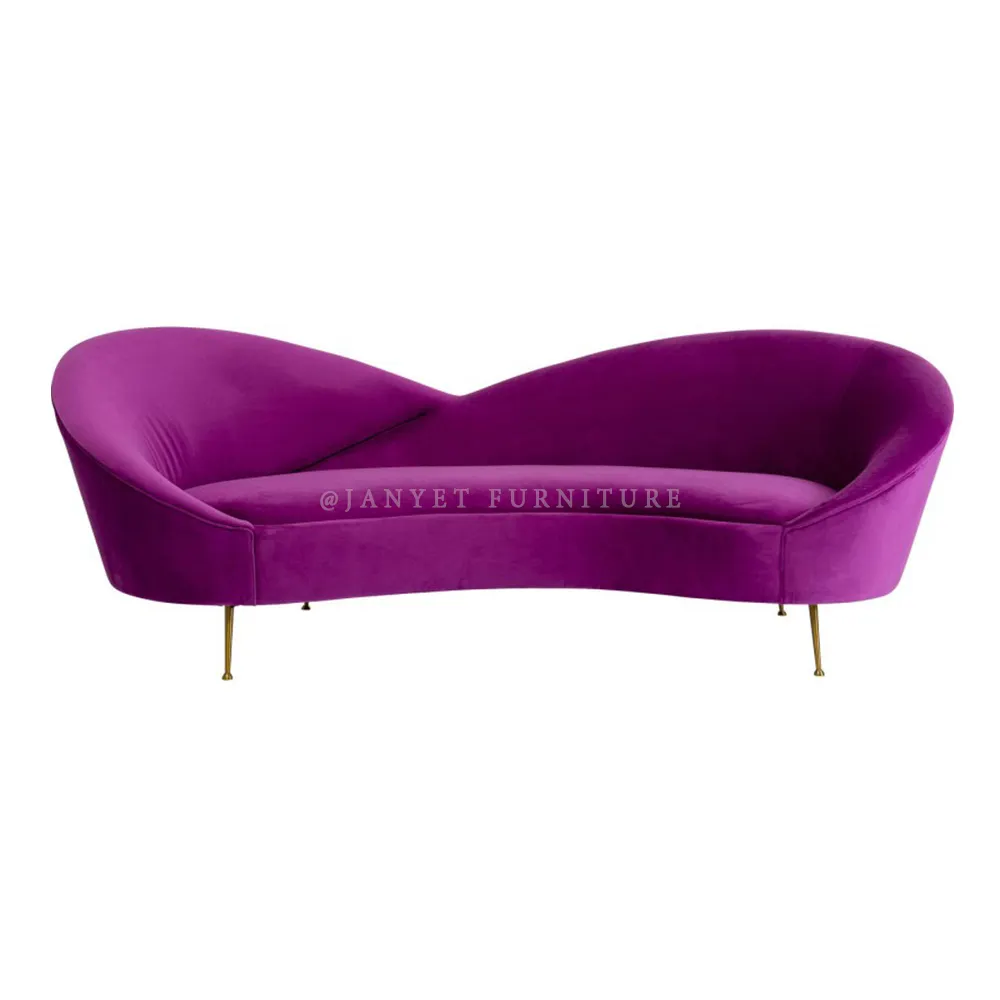 Wholesale Nordic Purple Velvet 3 Seater Couch Living Room Sofas for Small Space