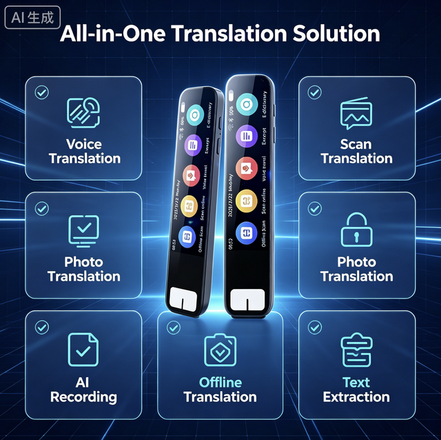 AI Translator Pen 134 Languages Voice Translation OCR Scanner Text Speech Recording Photo Translate Color for Portable