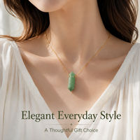 Collier pendentif colonne hexagonale en Aventurine verte naturelle, chaîne dorée, bijoux en cristal, cadeau