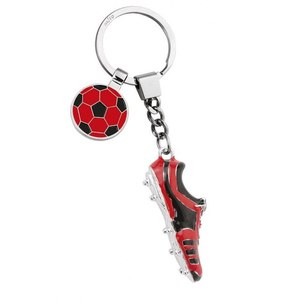 Llavero de Zapato de Fútbol Rojo y Negro con Colgante de Balón de Fútbol, Diseño Deportivo - Product Image 3