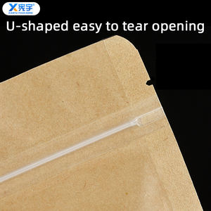 Commercio all'ingrosso per uso alimentare marrone Kraft Stand up custodia richiudibile frontale trasparente trasparente per noci Pet chicchi <span class=keywords><strong>di</strong></span> tè chicchi <span class=keywords><strong>di</strong></span> caffè biscotto - Product Image 3