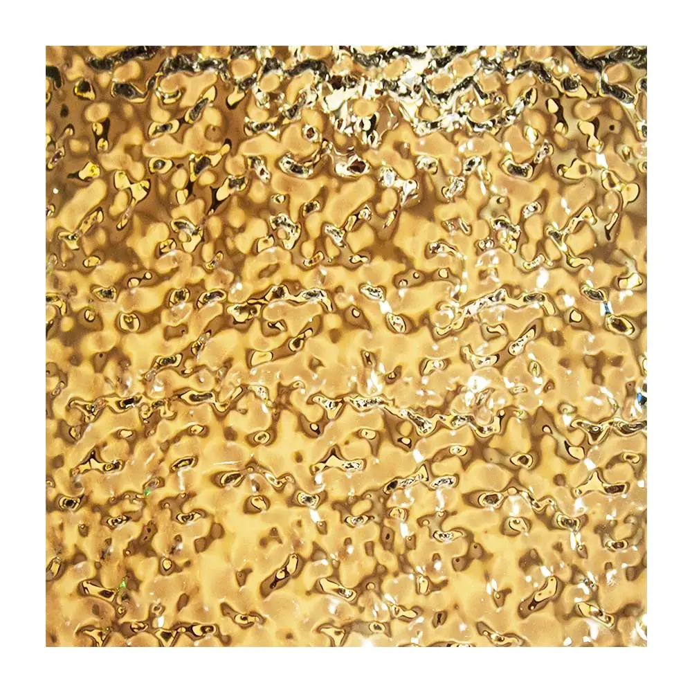 Customized 201 304 Stainless Sheets Golden Color Ceiling Wall Water Ripple Decorative Stainless Steel Sheet Plate