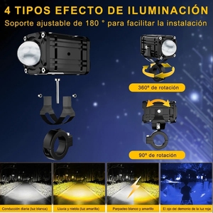 Luces LED Explorers <span class=keywords><strong>para</strong></span> Motocicleta, Modelo Devil Eyes 3570, <span class=keywords><strong>Mini</strong></span> Sistema de Iluminación Delantera con Chip, Color Blanco y Amarillo, de Aluminio - Product Image 3
