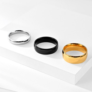 Inside Outside Arc Simple Glossy Titanium Steel Mirror Gold-plated Blank <b>Ring</b> Men's Single <b>Couple</b> <b>Rings</b> Little Finger <b>Ring</b> - Product Image 5