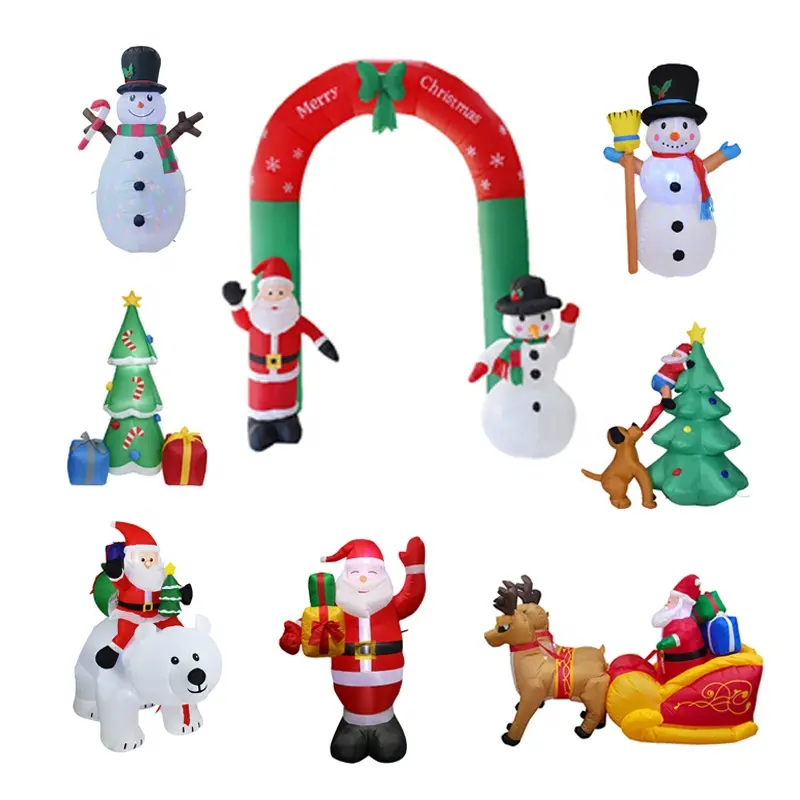 Árbol de Navidad gigante de varios diseños para fiesta al aire libre, muñeco de nieve, Santa Claus, ciervo, luces LED, decoración inflable