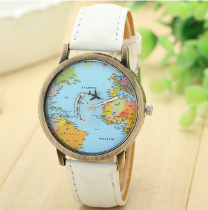 Cool Mini World Fashion orologio al quarzo da uomo mappa Unisex aereo viaggio in tutto <span class=keywords><strong>il</strong></span> <span class=keywords><strong>mondo</strong></span> abito da donna in pelle orologi da polso D30 - Product Image 5