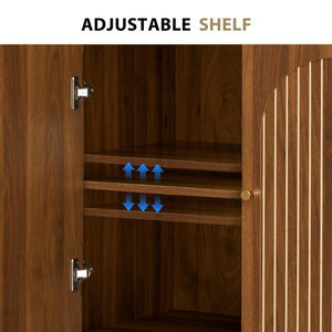 Aparador de <span class=keywords><strong>Cocina</strong></span> con Almacenamiento, <span class=keywords><strong>Mueble</strong></span> de Almacenamiento Estilo Rústico con Patrón de Rayas Arqueadas y 2 Puertas para Sala de Estar - Product Image 3