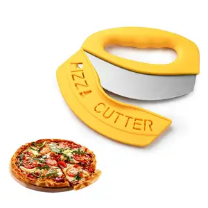 Cortador de verduras de acero inoxidable con logotipo personalizado, cortador de ensalada, cortador de Pizza, cortador de comida, rebanador de Pizza con tapa