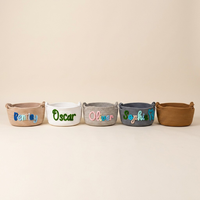 Panier cadeau avec nom adhésif, panier de rangement tissé à la main avec poignées torsadées