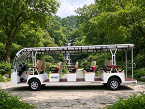 Bus électrique panoramique ouvert 17 places sans porte pour circuit <span class=keywords><strong>de</strong></span> station balnéaire, parc, pente <span class=keywords><strong>de</strong></span> 25% et autonomie <span class=keywords><strong>de</strong></span> 90-100 km, Amérique latine - Product Image 2