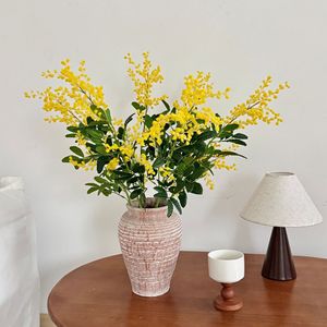 Flores Artificiales de Acacia, Color Amarillo, de Seda, con Alta Simulación, Decoración para el Hogar, Sala de Estar, Accesorios para Bodas - Product Image 1
