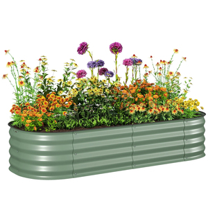 Bac à fleurs ovale surélevé en acier thermolaqué antirouille pour jardin - Fabrication usine - Product Image 1