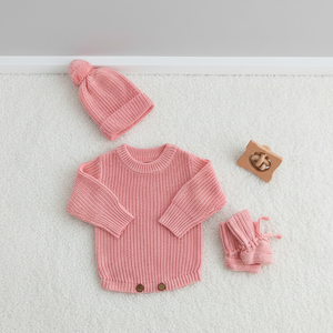 Tutina in Maglia di Cotone Oversize a Maniche Lunghe <span class=keywords><strong>per</strong></span> Neonati, con Ricamo Nome, Fiocco, Berretto e Scarpine - Product Image 5