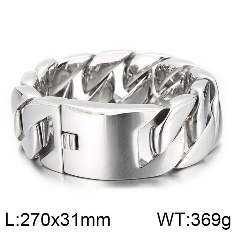 27*3.1*0.85cm-Bracelet en acier brillant