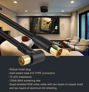 Buena calidad negro 1m 2m 3M RG6 <span class=keywords><strong>cable</strong></span> coaxial 90 grados RF <span class=keywords><strong>macho</strong></span> a hembra <span class=keywords><strong>cable</strong></span> coaxial para CCTV <span class=keywords><strong>cable</strong></span> de <span class=keywords><strong>antena</strong></span> de <span class=keywords><strong>TV</strong></span> chapado en oro - Product Image 5